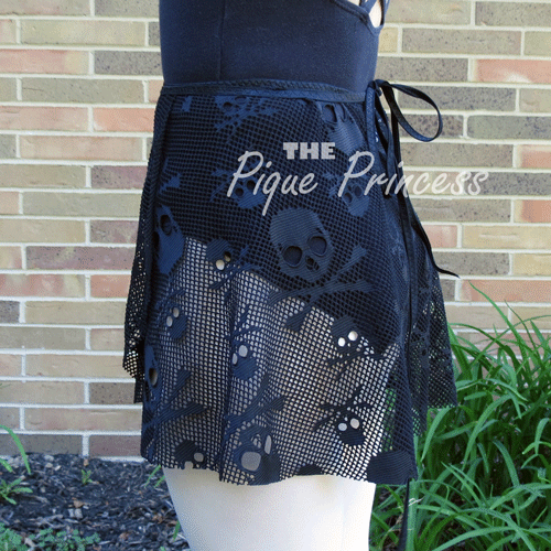 Black Lace Skulls - Wrap Skirt